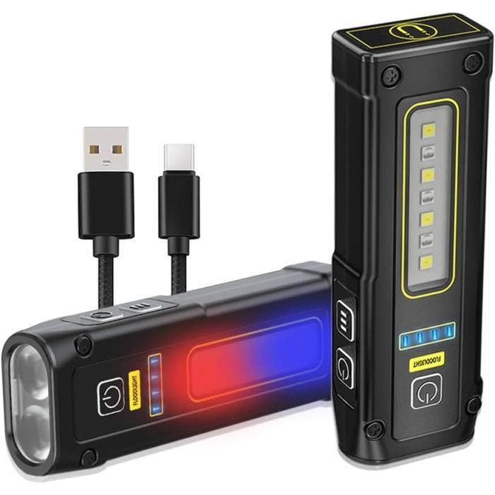Mini Lampe Torche LED USB Rechargeable – Avec Aimant – Camping, Urgence