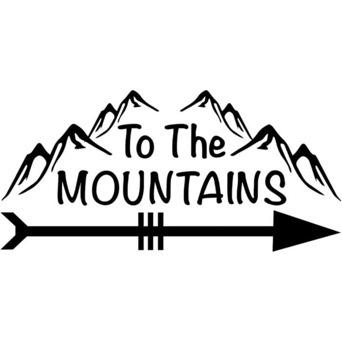 Autocollant Vinyle Décoratif - Paysage Montagnes Et Arbres - Pour Voiture, Camping, Adventure