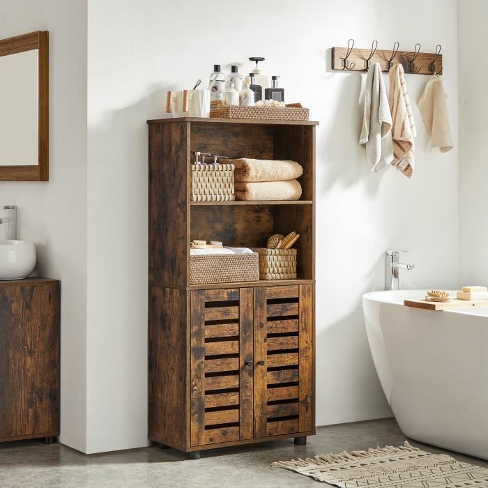 Buffet de cuisine VASAGLE - Marron Rustique - 2 Compartiments Ouverts - Meuble de Rangement Buffet de cuisine VASAGLE - Marron Rustique - 2 Compartiments Ouverts - Meuble de Rangement