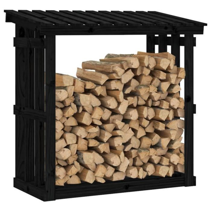 Support pour bois de chauffage Noir 108x64,5x77 cm Bois de pin | Leroy