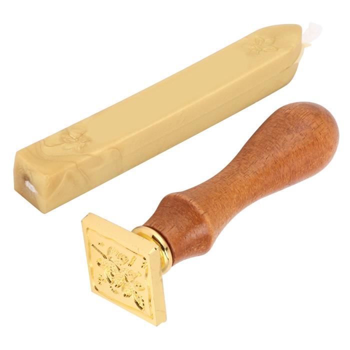 Kit Sceau De Cire De Noël - Tampon Père Noël, Perles De Cire Rouge Et Or, Cuillère, Bougies, Boîte Cadeau