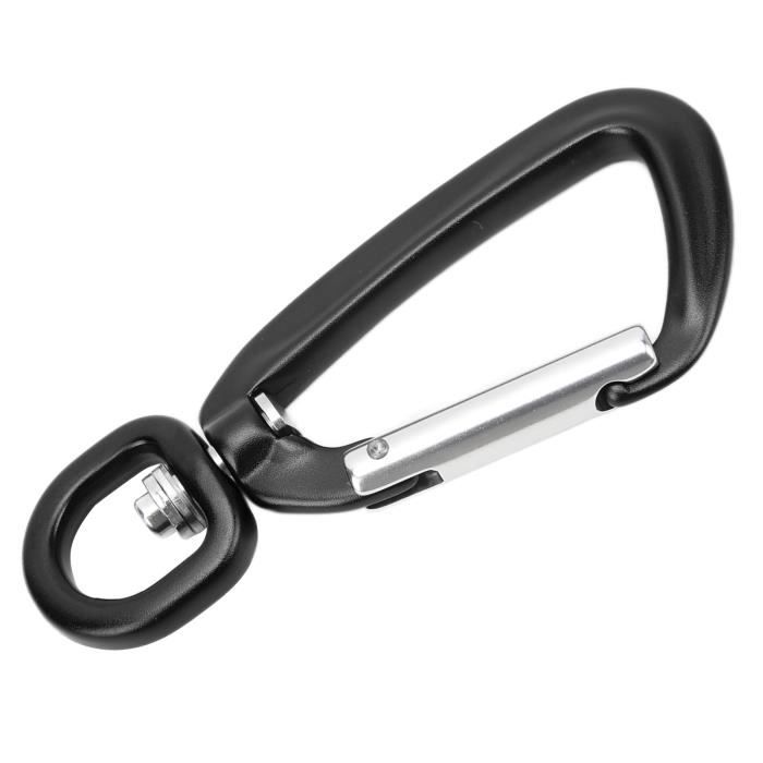 Lot De 10 Mousquetons Pivotants Noirs - Pour Laisse Chien, Clés, Camping - Avec Anneaux Porte-clés