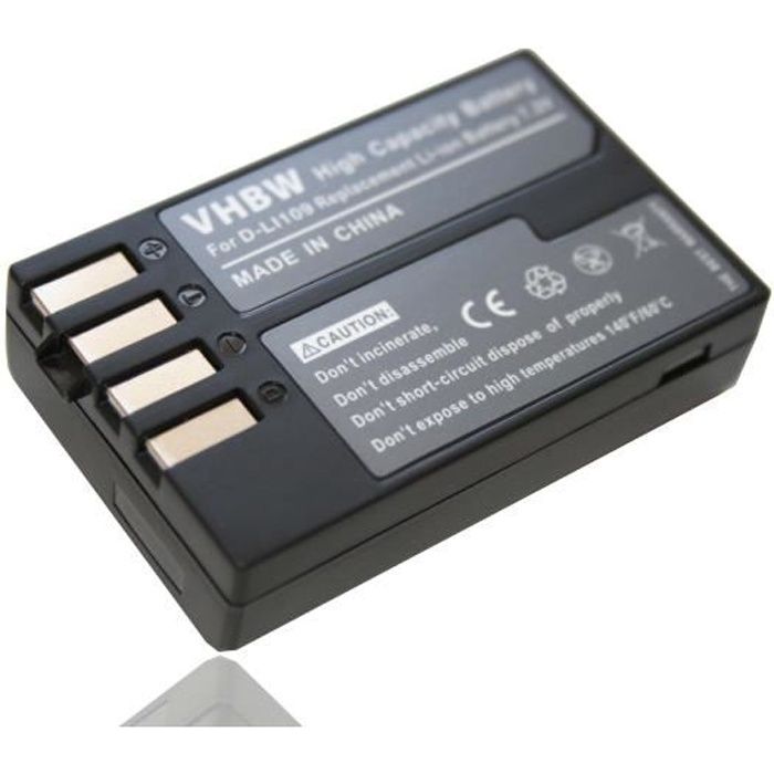 Batterie Li-Ion pour appareil photo PENTAX K-R, KR, K2, K-2, K30, K-50, K-500 remplace le modèle D-Li109, D-Li 109