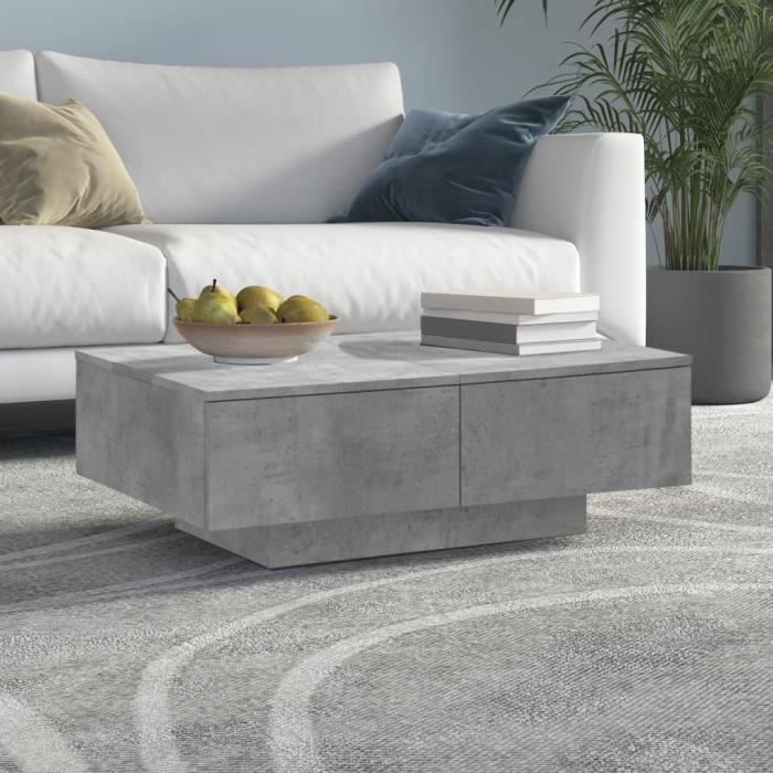 PromoTable de Salon LMT - Table basse Gris béton 90x60x31 cm Aggloméré 27Kg