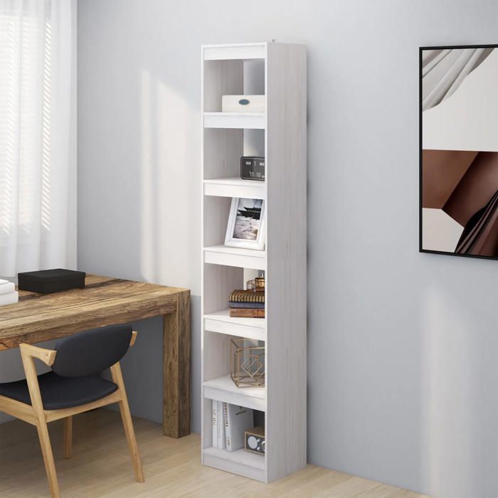 Bibliothèque / Étagère En Bois D'Ingénierie Blanc - Dimensions 60x20x120 Cm - 8 Compartiments - Charge 80 Kg - 10