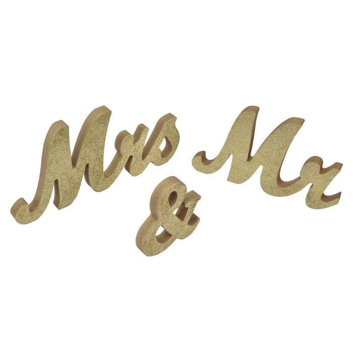 Déco De Table 'Mr & Mrs' En Bois Blanc - Pour Mariage, Anniversaire, Noël, Ambiance Romantique