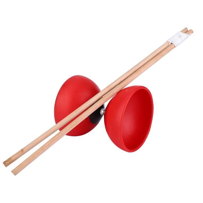 Luwecf Ensemble de diabolo triple roulement de qualité supérieure avec bâtons en métal, vert, 10,5 cm