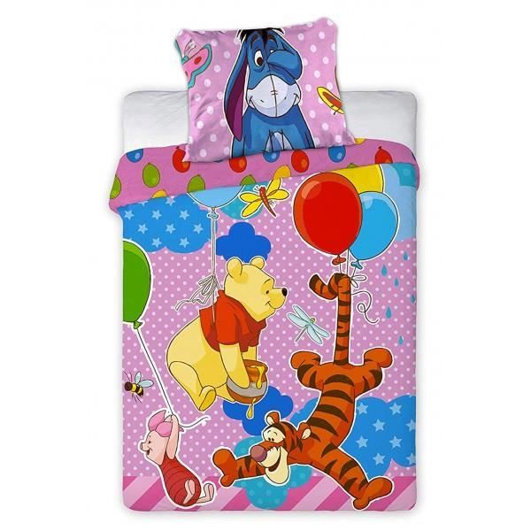 Winnie L Ourson Pink Parure De Lit Bebe Housse De Couette Coton Rose Cdiscount Maison