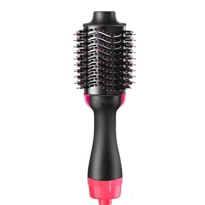 Sèche-cheveux Professionnel 3 En 1 - Brosse à Air Chaud Ionique, 1000W, 4 Vitesses - Noir Et Rose