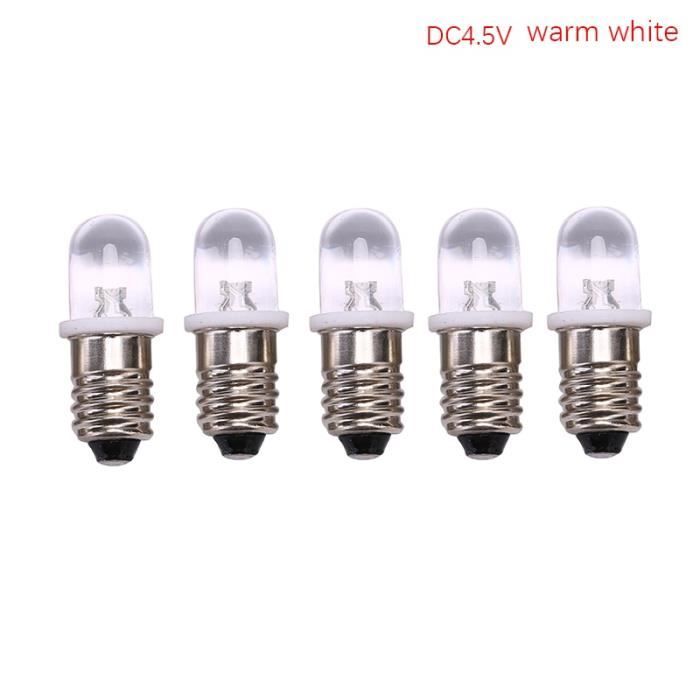 AMPOULE LED,warm white DC4.5VAmpoule LED E10 DC 3V 4.5V, 5 pièces
