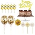 DAMILY® Decoration Gateau Anniversaire - Joyeux Anniversaire Cake Topper,Happy Birthday Gateau Decoration,Or Confettis Ballon Star-1