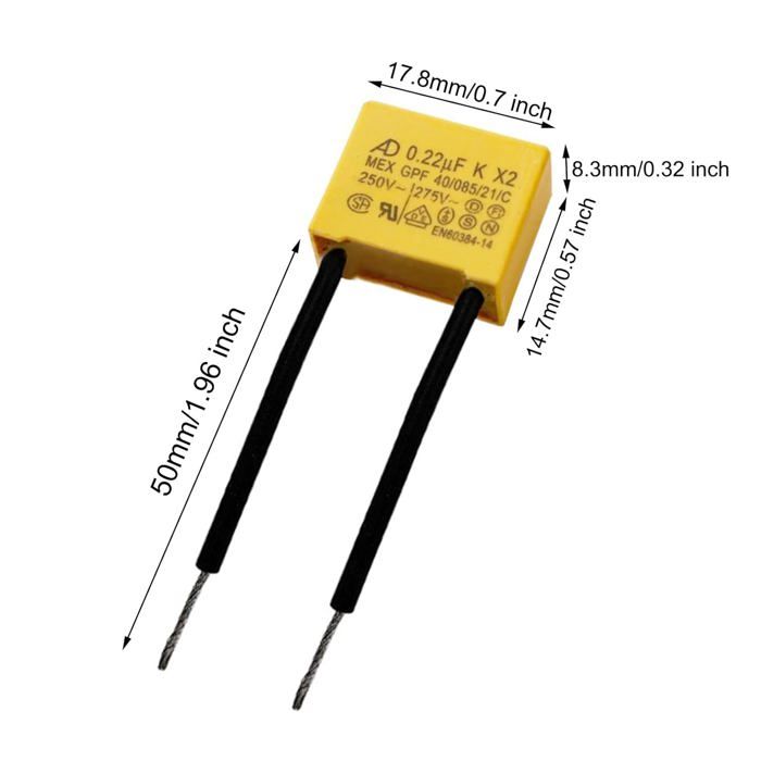 Vegena 20 Pièces Condensateur X2 0.22 µF 275 V – Antiparasite LED – Suppression Scintillement Et Interférences Radio