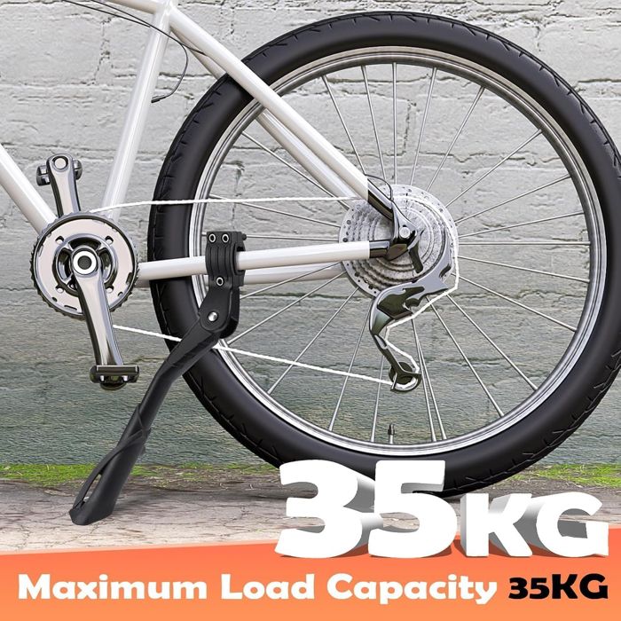 Cadeau,AA Béquille Vélo Latérale Réglable En Alliage D'Aluminium - Universel 22 À 27 - Noir