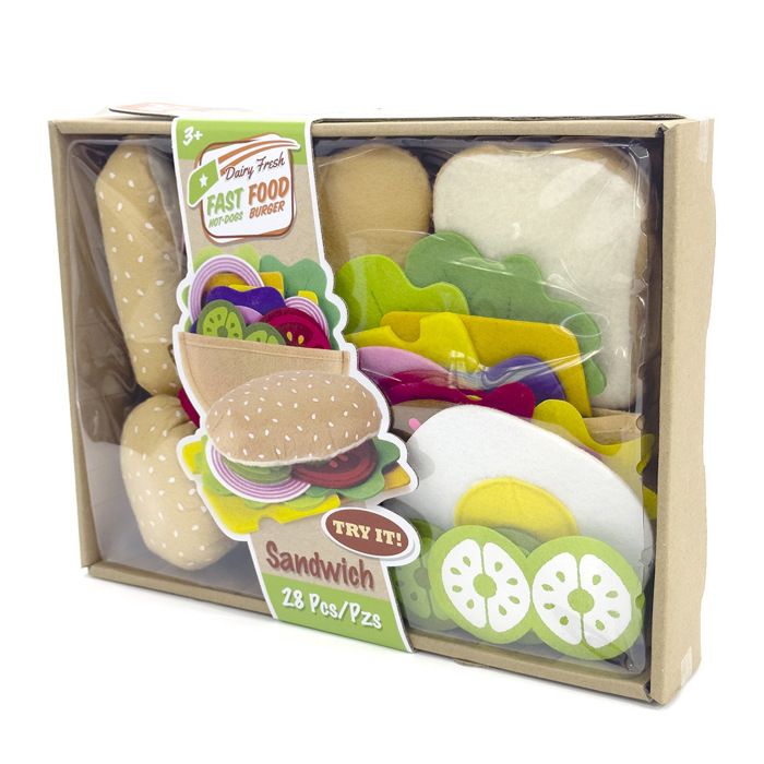 PTIT'GÉNIE Mon Premier Fast-Food – Set De 26 Pièces, Jeu De Rôle Restauration Rapide, Couleurs Vives, Dès 3 Ans