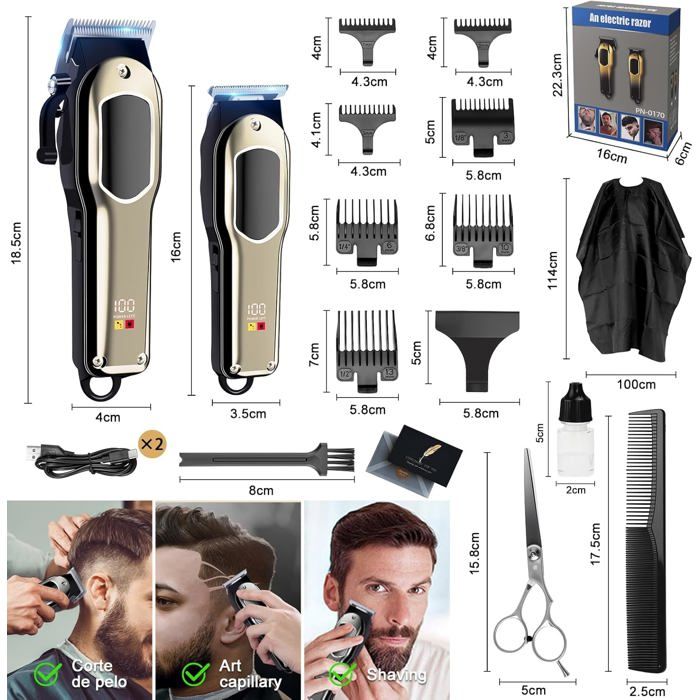 Tondeuse cheveux hommes et barbe professionnelle, kit coupe cheveux — free download