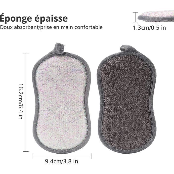 6 Pcs Eponge Reutilisable Lavable, Eponge Vaisselle Double Face