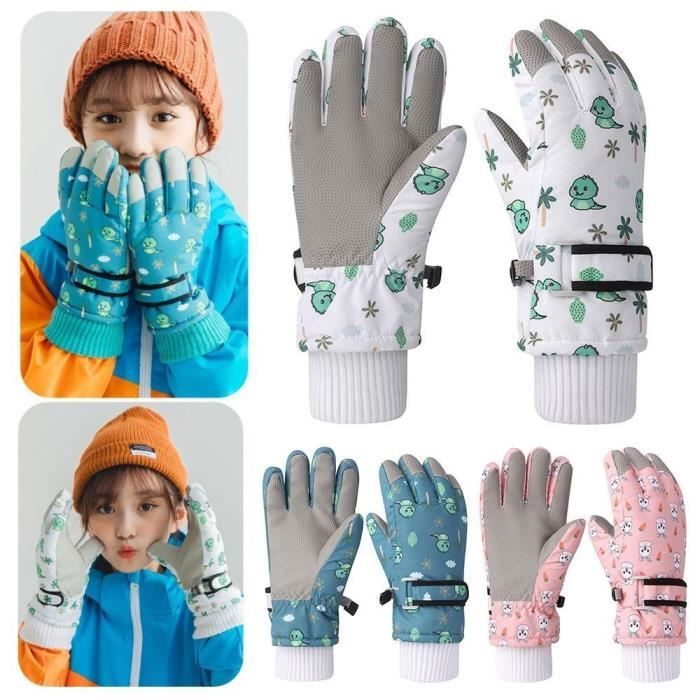 Gants Ski Enfant dhiver - Thermique Gant Chauffant pour Garçon Fille -  AntidéRapantes Coupe-Vent ImperméAbles - pour 4-13 Ans vert