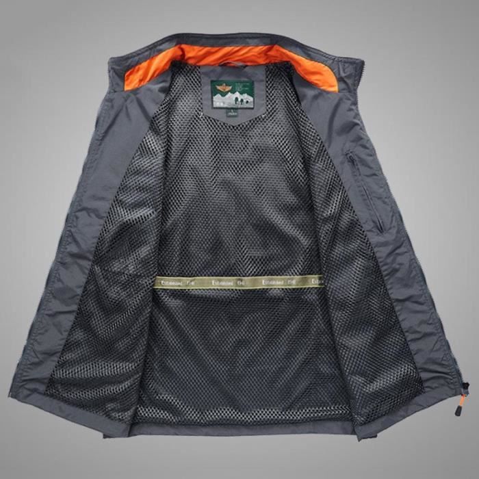 Gilet De Pêche AFTCO Homme Taille M - Vert/gris - Sans Manches, Fermeture éclair - Occasion