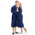 Haute qualité - Peignoir unisexe Terry 100 % Robe de Chambre Peignoir de Bain-Peignoir Unisexe homme femme en Coton Bleu marine M Vi-2