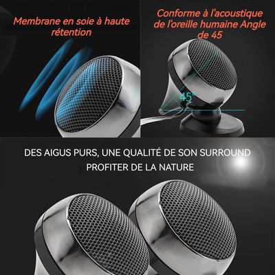 Haut-parleurs Tweeter Pour Voiture - 2 Pièces, 120W, Fréquence 2K-22KHZ - Installation Universale, Diamètre 55mm