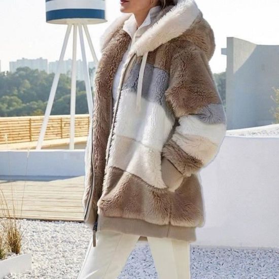 Runstarshow Veste Peluche Femme Hiver - Cardigan Polaire Chaud Grande Taille, Manteau Doux Col Montant Zippé Décontracté Couleur Unie
