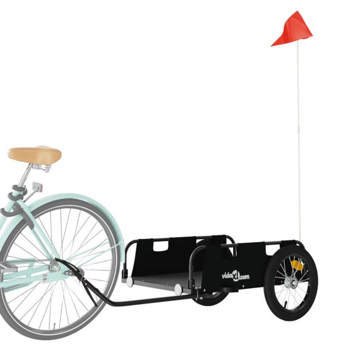 Remorque 30 Kg Remorque Vélo VidaXL 30kg - Chariot Transport Avec Barre Et Drapeau - Pour Jardin Ou Courses - Noir Et Jaune Accessoire Vélo Pratique