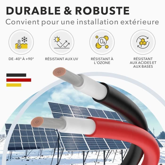Câble Solaire RedStar24 4mm² Rouge 10m - Résistant UV Pour Panneaux Solaires Et Onduleurs | Qualité Premium