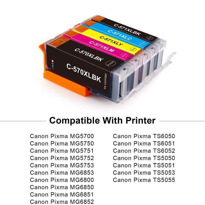 Toner Kingdom Cartouches d'encre Compatible avec Canon PGI-570 CLI-571 pour  Pixma MG5700 MG5750 MG5751 MG5752 MG5753 MG6800 MG6850 - Cdiscount  Informatique