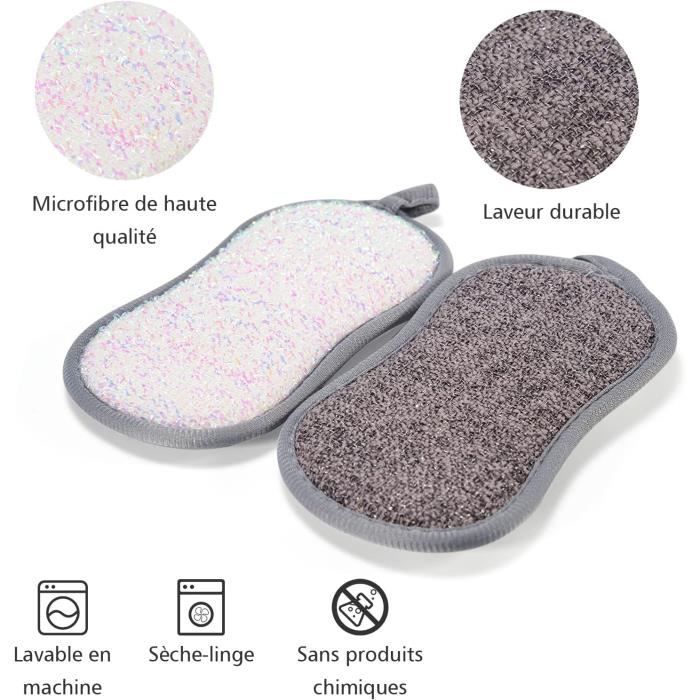 Lot De 5 éponges Vaisselle Double Face Réactives à La Température - Lavables, Anti-rayures, Forme Grenouille - 11