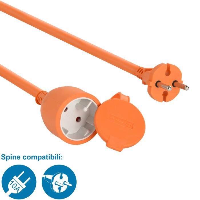 Rallonge Extérieure 20 Mètres Orange IP44 - 3500 W Max, Câble 1.5 Mm², Pour Jardin Et Extérieur