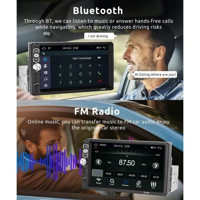 Podofo 1 Din Carplay Android Auto Autoradio 7 Écran Tactile Bluetooth FM  Radio USB,AUX,SD-TF Lecteur Vidéo de Voiture 1din[S268] - Cdiscount Auto