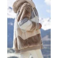 Veste Polaire Femme à Capuche - Manteau D'Hiver Chaud En Peluche - Coupe Oversize Confortable - Imprimé Carreaux Ou Uni