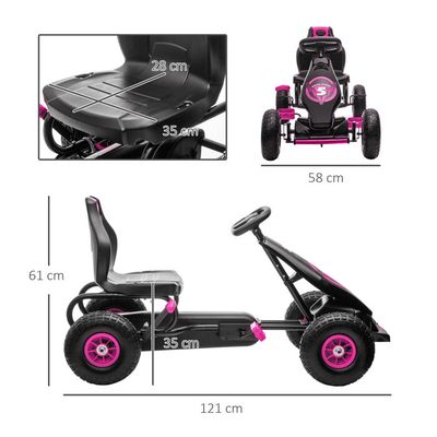 HOMCOM Kart Eléctrico para 4-8 Años Go Kart de Batería Velocidad 3-6 km
