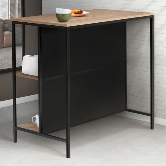 Table De Bar îlot Detroit Design Industriel IDMarket - 100x60x95 Cm, 2 étagères