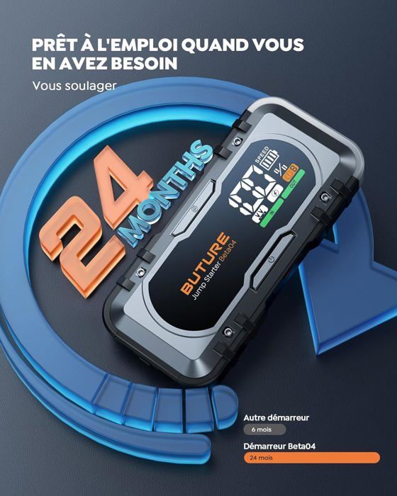 BIUBLE Booster Batterie 5000A 26800mAh, 12V Démarreur De Voiture Portable, Jump Starter Pour