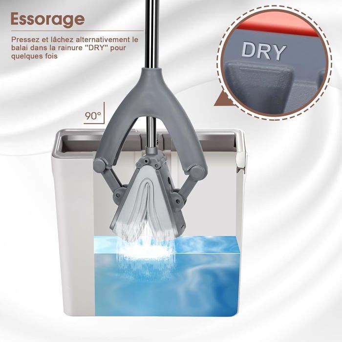 Myiosus Balai Eponge Avec Essorage, Balai Serpillere Avec 3 éponge PVA