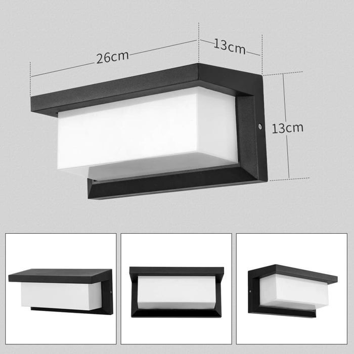 Applique Murale LED VivaLet 12W - IP65, 1200LM, 3000K - Noir, 2 Pack - Éclairage Haut/bas Pour Intérieur/extérieur
