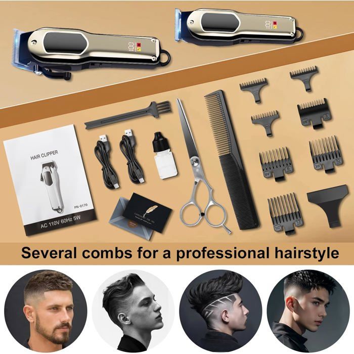 Tondeuse cheveux hommes et barbe professionnelle, kit coupe cheveux — free download