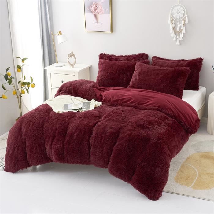 Soifox Parure De Lit Flanelle Grise 4 Pièces – 135x200 Cm + 2 Taies 80x80 Cm, Fermeture éclair, Douce