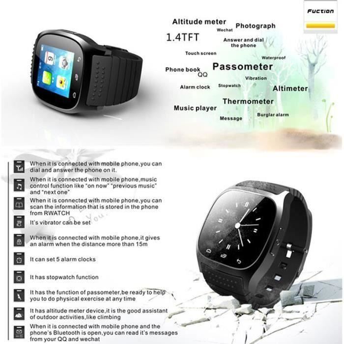M26 Bluetooth montre Smart Watch Fashion Montre Bluetooth Dial SMS