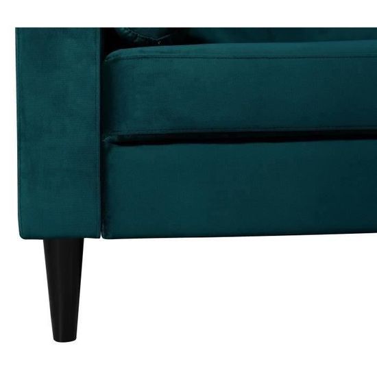 Ibra Velvet Canape Droit Fixe 3 Places Velours Bleu Classique