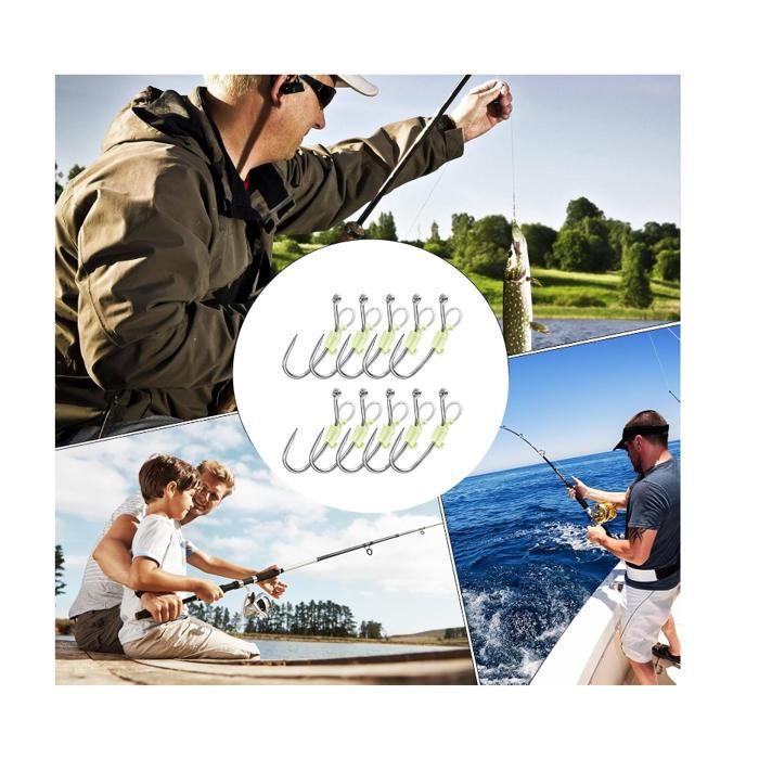 10 Hameçons Eau Salée Acier Carbone – Hameçons Appâts Vivants Crevettes – Crochets Fixes Truite & Poisson-chat