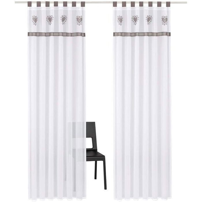 MRTREES 2 Pièces Rideaux Voilage Gris 140x145 Cm (LXH) Passe Tringle Semi-Transparent Décoration D'Intérieur Fenêtre De Salon Moderne Chambre De Fille Enfant Cuisine Balcon Placard