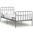 Jill® 9300 Cadre de lit simple 100x200 cm Lit enfant-adlulte 1 personne et sommier à lattes Gris Métal-0