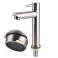 rabais-Cuque robinet d'évier G1  2 en acier inoxydable brossé simple robinet d'eau froide lavabo robinet d'eau accessoire de salle-0