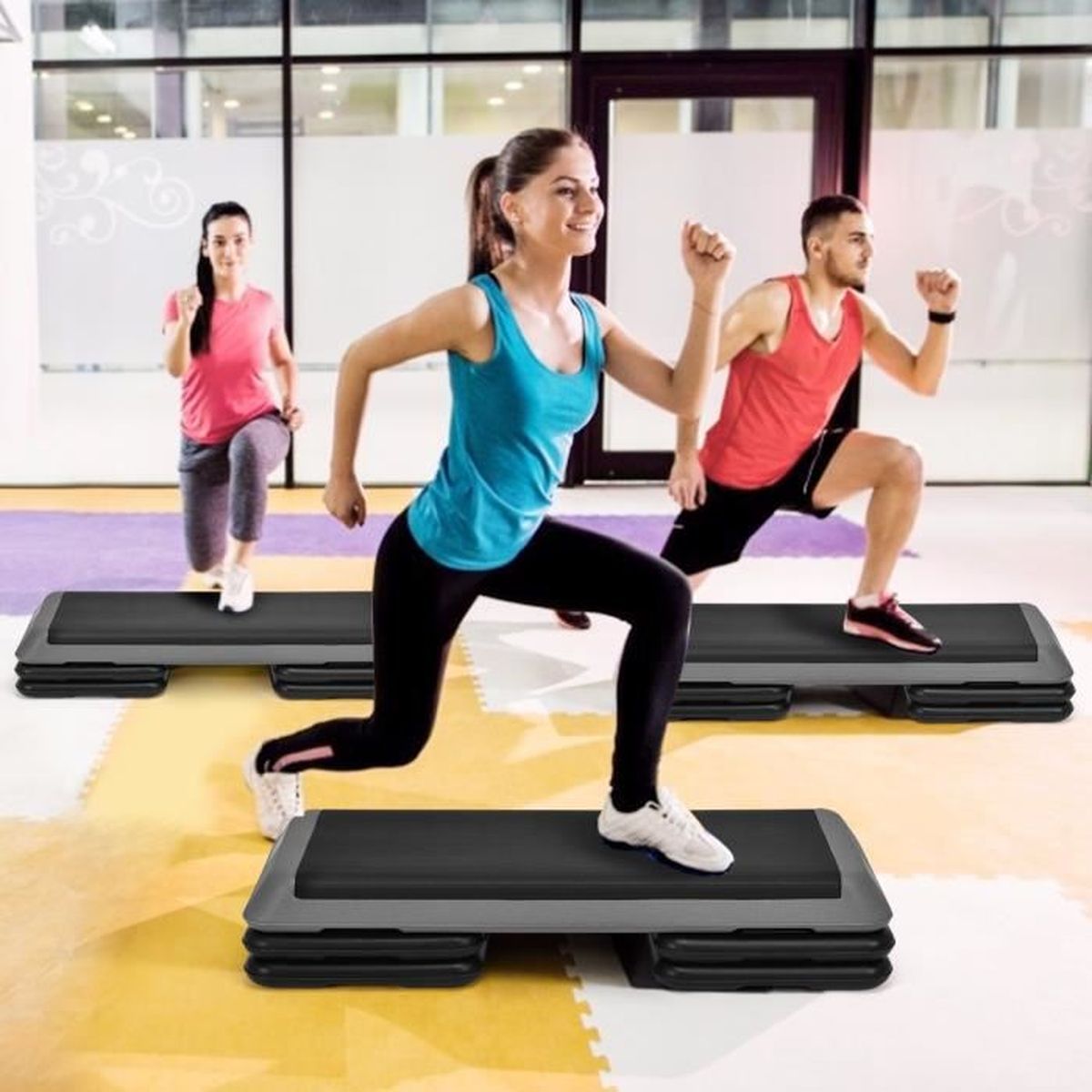 Step De Fitness Réglable En Hauteur - 45x28x13 Cm, Antidérapant, Pour Cardio, Aérobic, Yoga à La Maison Ou Au Bureau