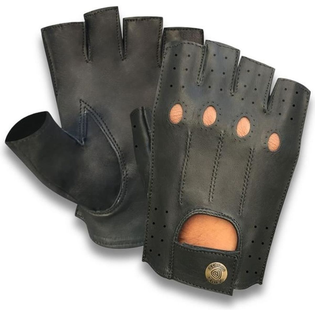 Mitaines gants en cuir cloutées maille cyclisme conduite gym biker poids entrainement