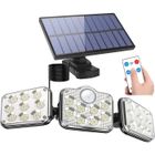 MORI YOSHIDA Solaire Lumiere Exterieur Applique Murale Luminaire Led 3 Têtes 138 Leds Detecteur Mouvement IP65 Etanche Sécurité Lampe à Énergie