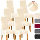 MULISOFT Lot de 6 Housses de Chaise grande taille en peluche extensible lavable universelle, Avec bande élastique - Beige