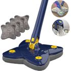 JOULLI Mop Vadrouille de Nettoyage 360° Rotatif Réglable Auto-drainant Balai Squeeze pour Sols Fenêtre Verre Plafond Avec 4 chiffon